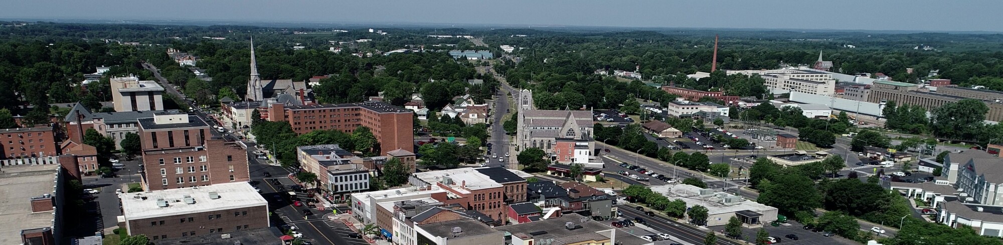 Aerial view of downtown Auburn, NY.